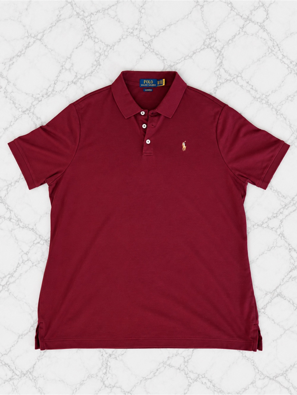 Ralph Lauren Men's Polo in Burgundy with Gold Logo
